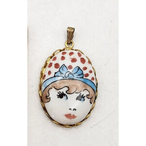 Rare design Adagio Face Necklace Hand-Painted Porcelain